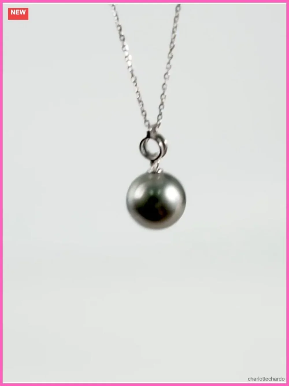 Tahitian Pearl Necklace 18k Gold Plated Sterling Silver, Round Pearl Pendant